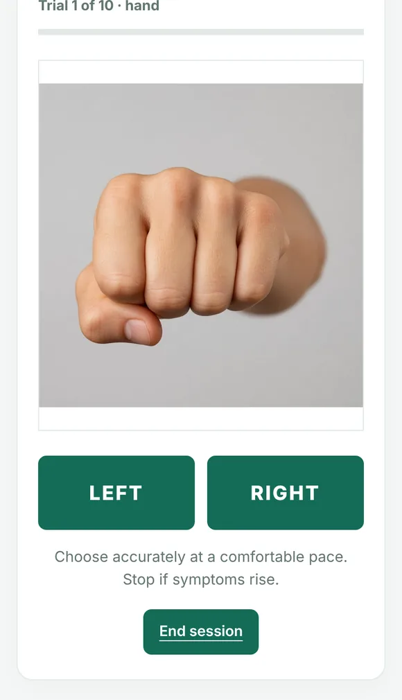 Left/right recognition trial on a phone